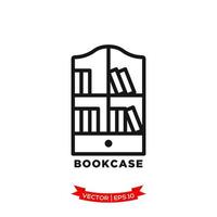 boekenkast icoon, boekenplank icoon in modieus vlak ontwerp vector