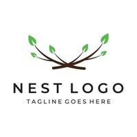 vogel nest hipster logo creatief ontwerp vector illustratie sjabloon.