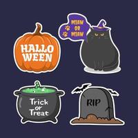 halloween sticker pak, zwart kat, formulering sticker vector