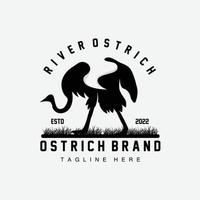 struisvogel logo ontwerp, woestijn dier illustratie, leven in de Woud, vector kameel merk Product