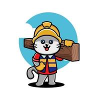 schattig muis bouw arbeider tekenfilm vector