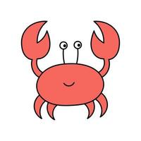 schattig zee krab in tekening stijl. kust- dieren. gemakkelijk illustratie geïsoleerd Aan wit achtergrond. zomer icoon vector