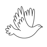 wit bruiloft duif in tekening stijl. vogel van vrede en liefde, symbool, icoon. vector
