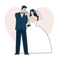 mooi bruiloft paar. bruid en bruidegom. tekening vector illustratie