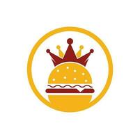 hamburger koning vector logo ontwerp. hamburger met kroon icoon logo concept.