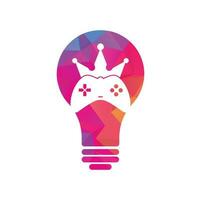 spel koning lamp vorm concept logo icoon ontwerp. spel kroon bedieningshendel icoon logo sjabloon vector