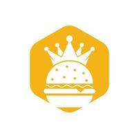 hamburger koning vector logo ontwerp. hamburger met kroon icoon logo concept.