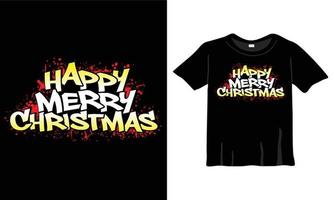 gelukkig vrolijk Kerstmis t-shirt ontwerp sjabloon met graffiti kunst stijl voor Kerstmis viering. mooi zo voor groet kaarten, t-shirts, mokken, en geschenken. voor Heren, Dames, en baby kleding vector