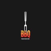 barbecue logo met bbq logotype en brand concept in combinatie met spatel vector