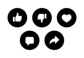 Leuk vinden, afkeer, liefde, opmerking, en delen icoon vector in clip art stijl. sociaal media elementen