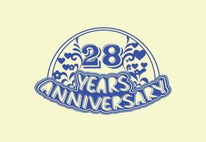 28 jaren verjaardag logo en sticker ontwerp vector