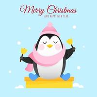 schattig pinguïn met Kerstmis klokken vector