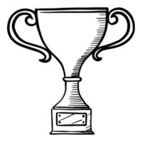 tekening schetsen stijl van hand- getrokken kampioen trofee vector illustratie voor concept ontwerp.