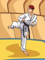 karate sport gekleurde tekenfilm illustratie vector