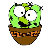 schattig groen cactus in pot vector