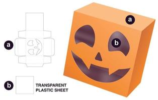 doos met halloween venster dood gaan besnoeiing sjabloon en 3d mockup vector