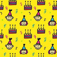 gelukkig verjaardag partij naadloos patroon met meisje, jongen en verjaardag taart vector