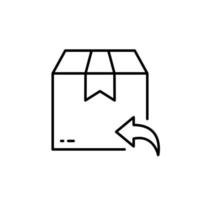 terugkeer pakket doos lijn icoon. uitwisseling pakket van levering onderhoud lineair pictogram. pijl terug Verzending terugkeer goederen schets icoon. terugbetaling Product in doos. bewerkbare hartinfarct. geïsoleerd vector illustratie.