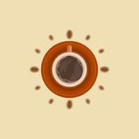 bewerkbare top visie een kop van koffie en bonen net zo kijk maar vector illustratie voor extra element van cafe of bedrijf verwant ontwerp project met tijd concept