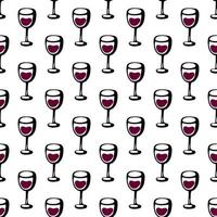 naadloze doodle patroon met glas wijn. vectorillustratie. vector