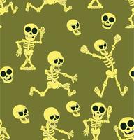 halloween patroon met grappig skelet schedels schetsen vector