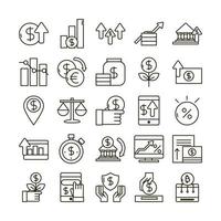 economie en investeringen business icon pack vector