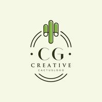 cg eerste brief groen cactus logo vector