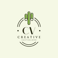 CV eerste brief groen cactus logo vector