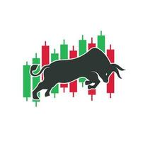 bullish handelaar logo. forex stier logo ontwerp sjabloon vector. financieel stier logo ontwerp. handel stier grafiek. vector