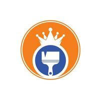 koning verf vector logo ontwerp. kroon en verf borstel icoon.