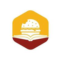 hamburger boek logo ontwerp vector. boeken en hamburger cafe logo geïsoleerd vector