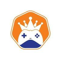 spel koning logo icoon ontwerp. gamepad koning logo vector ontwerp illustratie. spel kroon bedieningshendel icoon logo sjabloon