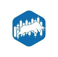 bullish handelaar logo. forex stier logo ontwerp sjabloon vector. financieel stier logo ontwerp. handel stier grafiek. vector