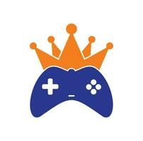 spel koning logo icoon ontwerp. gamepad koning logo vector ontwerp illustratie. spel kroon bedieningshendel icoon logo sjabloon