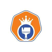 koning verf vector logo ontwerp. kroon en verf borstel icoon.