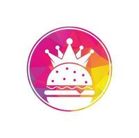 hamburger koning vector logo ontwerp. hamburger met kroon icoon logo concept.