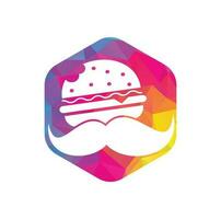 snor hamburger logo icoon vector. hamburger met snor icoon logo concept. vector
