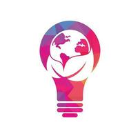 wereldbol blad lamp vorm concept logo icoon vector. aarde en blad logo combinatie. planeet en eco symbool of icoon vector