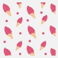 hand getekend roze ijshoorntjes patroon vector