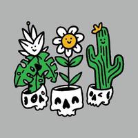 schedel en planten grafisch illustratie vector kunst t-shirt ontwerp