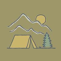 camping mono lijn grafisch illustratie vector kunst t-shirt ontwerp