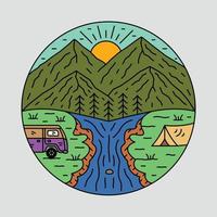 camping en avontuur met busje grafisch illustratie vector kunst t-shirt ontwerp