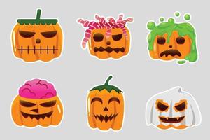 halloween pompoenen schattig emoticon vector