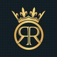 rr koning kroon luxe brief logo sjabloon in modern creatief minimaal stijl vector ontwerp