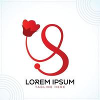 brief s luxe bloem bloemen verbreding liefde romantisch modern creatief premie logo ontwerp vector sjabloon