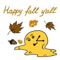 herfst seizoen gelukkig vallen u allemaal vector illustratie in oranje en bruin kleuren