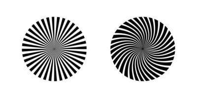 twee zwart zon stralen pictogrammen geïsoleerd Aan wit achtergrond. zon pictogrammen in cirkel en spiraal ontwerp. eps10 vector