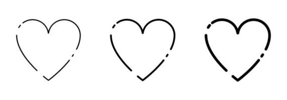 verzameling zwart hart pictogrammen in lijnen ontwerp. eps10 vector