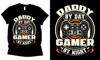 papa door dag gamer door nacht vectro t-shirt ontwerp vector