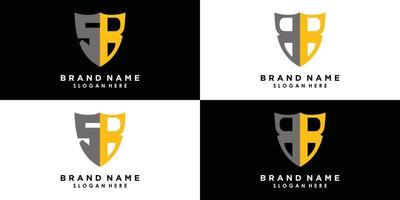 reeks van brief sb en bb logo ontwerp vector met icoon schild creatief